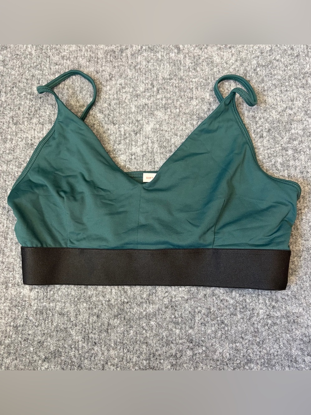 Forest Green Bralette with Black Support Band - Women's Lightweight Sports Bra